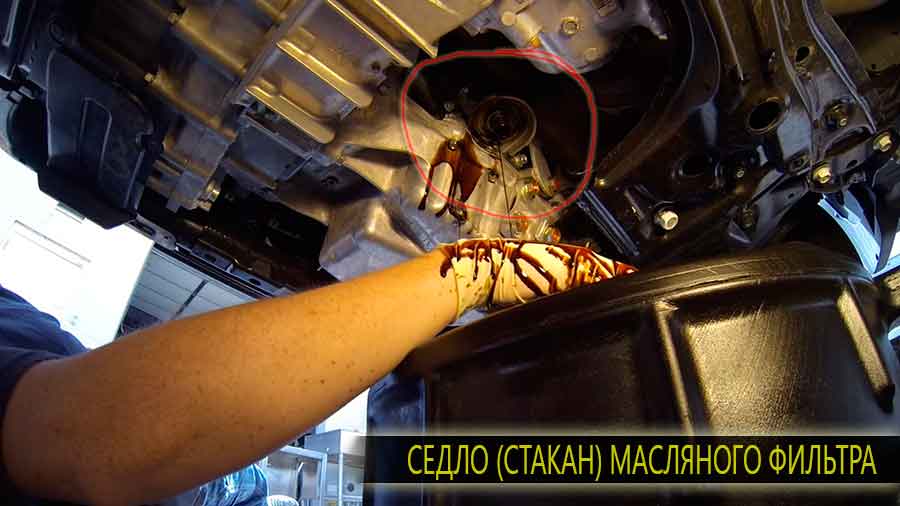 Место вкручивания масляного фильтра (седло)