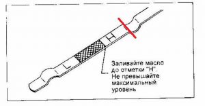 Щуп для определения уровня масла в двигателе